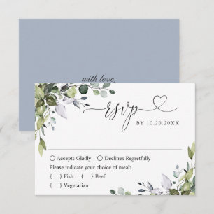 Simply Elegant Watercolor Eucalyptus Wedding RSVP Card