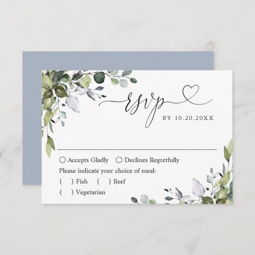 Simply Elegant Watercolor Eucalyptus Wedding RSVP Card