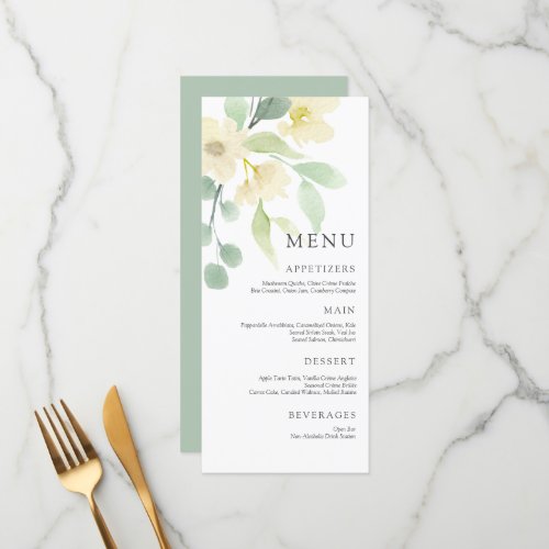 Simply Elegant Watercolor Wedding Menu