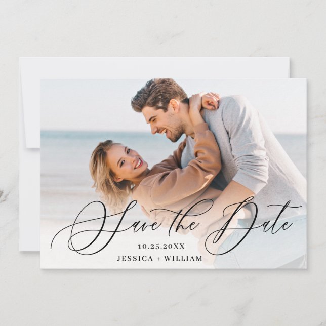 Simply Elegant Wedding 2 PHOTO Simple Modern Save The Date (Front)