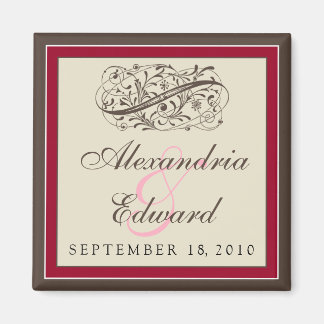 Simply Elegant Wedding Favor Magnet: cranberry Magnet