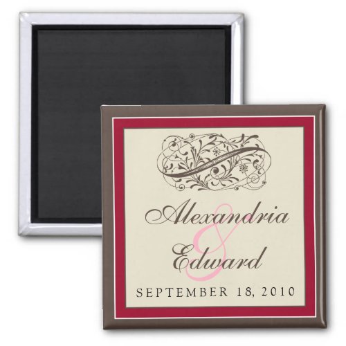 Simply Elegant Wedding Favor Magnet cranberry Magnet