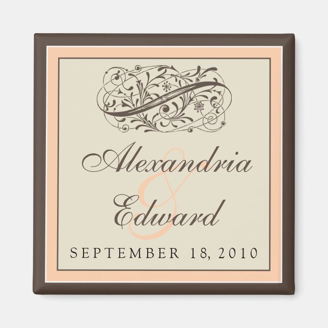 Simply Elegant Wedding Favor Magnet: peach Magnet (Front)