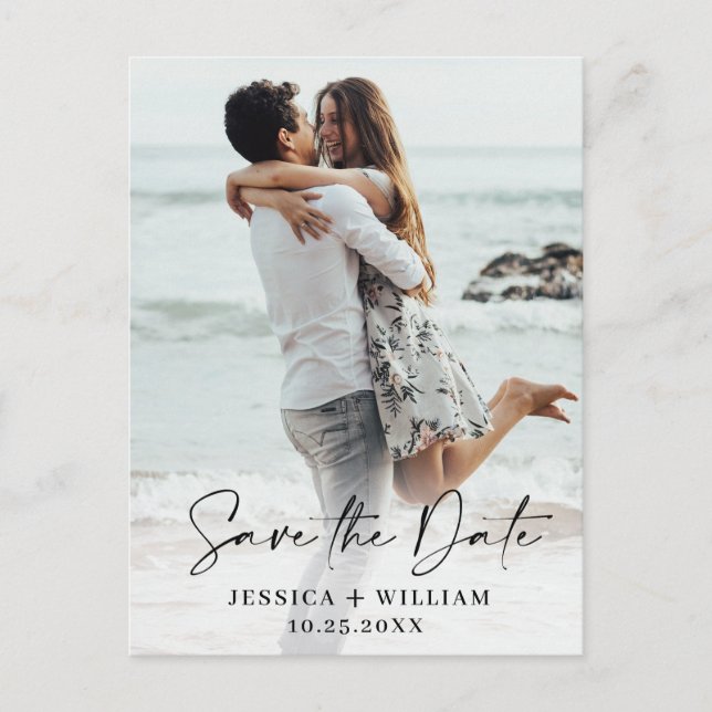 Simply Elegant Wedding Hearts Save the Date Photo Postcard (Front)