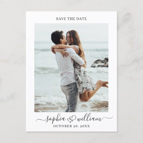 Simply Elegant Wedding Hearts Save the Date Photo Postcard