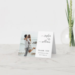 Simply Elegant Wedding Hearts Simple 2 Photo Letterpress Thank You Card