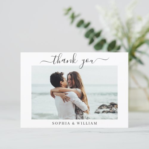 Simply Elegant Wedding Hearts Simple Photo Thank You Card