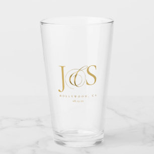 Simply Elegant Wedding Initials Gold ID1022 Glass