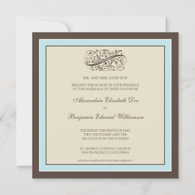 Simply Elegant Wedding Invitation (baby blue) (Front)