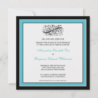 Simply Elegant Wedding Invitation (black/aqua)