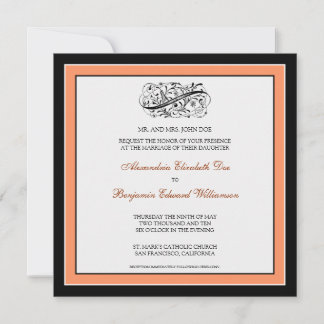 Simply Elegant Wedding Invitation (black/coral)