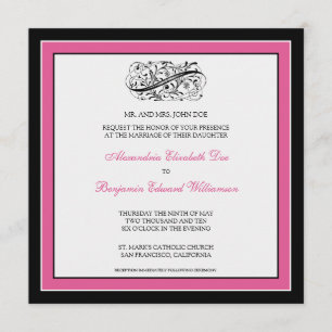 Simply Elegant Wedding Invitation (black/fuschia)