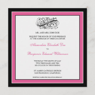 Simply Elegant Wedding Invitation (black/fuschia)