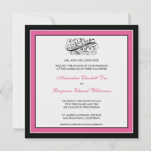 Simply Elegant Wedding Invitation blackfuschia