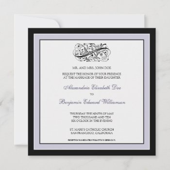 Simply Elegant Wedding Invitation (black/lilac) by TheWeddingShoppe at Zazzle