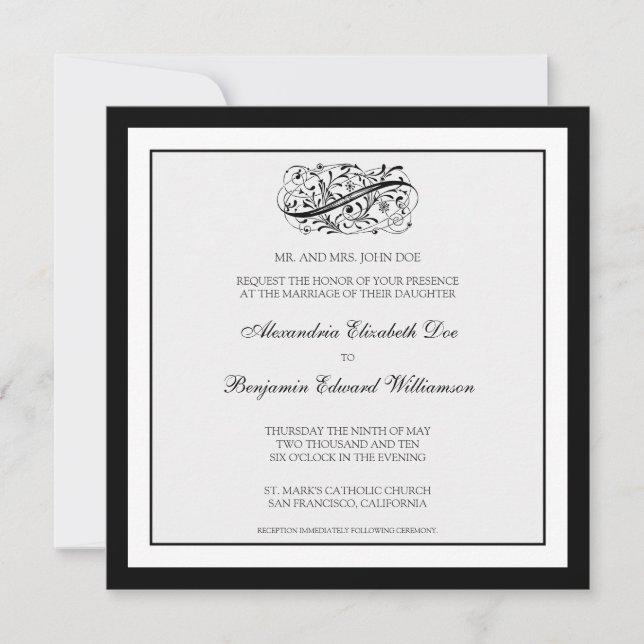 Simply Elegant Wedding Invitation (black/white) (Front)