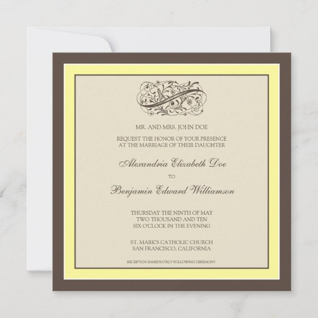 Simply Elegant Wedding Invitation (canary) (Front)