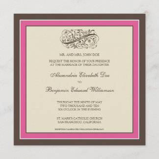 Simply Elegant Wedding Invitation (fuschia)