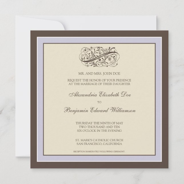Simply Elegant Wedding Invitation (lilac) (Front)