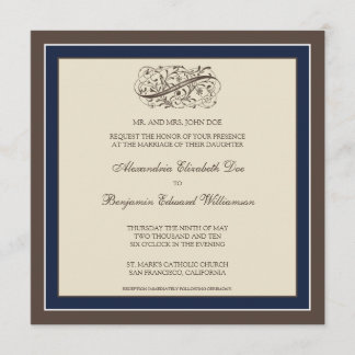 Simply Elegant Wedding Invitation (navy blue)