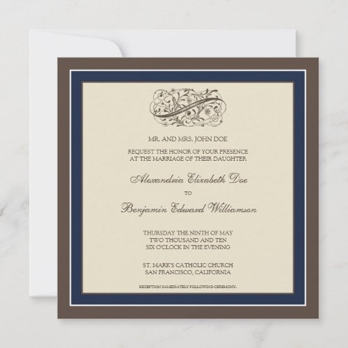 Simply Elegant Wedding Invitation (navy blue)