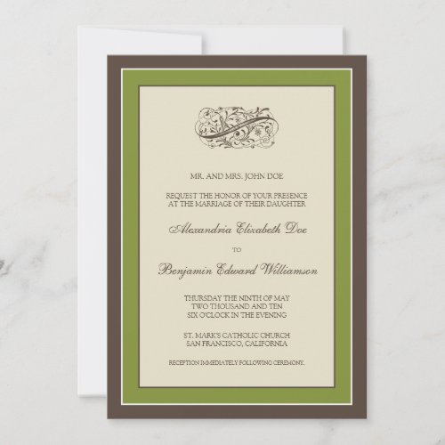 Simply Elegant Wedding Invitation (olive)
