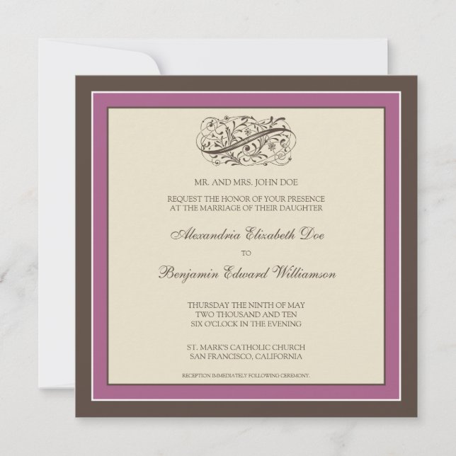 Simply Elegant Wedding Invitation (violet) (Front)