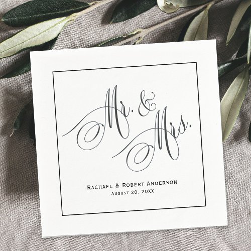 Simply Elegant Wedding Mr and Mrs Paper Napkins