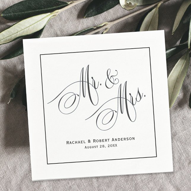 Simply Elegant Wedding Mr. and Mrs. Paper Napkins (Creator Uploaded)