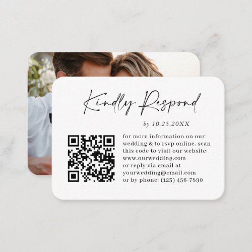 Simply Elegant Wedding QR code RSVP PHOTO Enclosure Card