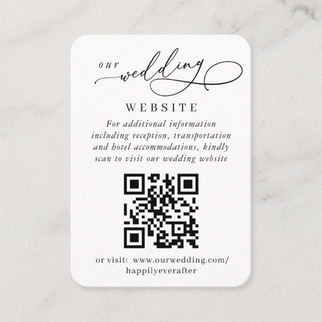 Simply Elegant Wedding QR Code Simple Details Enclosure Card (Front)