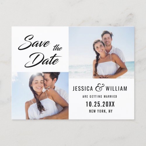 Simply Elegant Wedding Save the Date 2 Photo Announcement Postcard