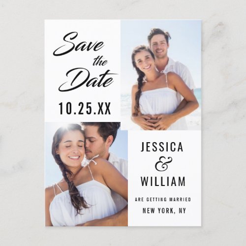 Simply Elegant Wedding Save the Date 2 Photo Announcement Postcard