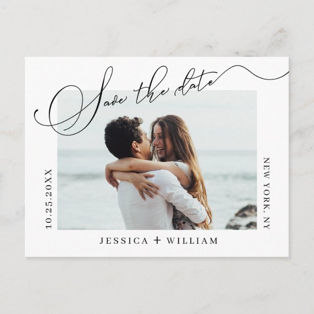 Simply Elegant Wedding Save the Date Photo  Announcement Postcard (Front)