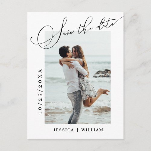 Simply Elegant Wedding Save the Date Photo  Announcement Postcard