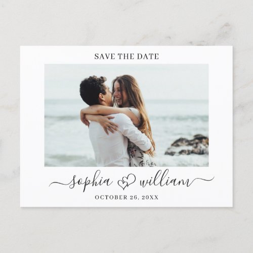 Simply Elegant Wedding Save the Date Photo Heart Announcement Postcard