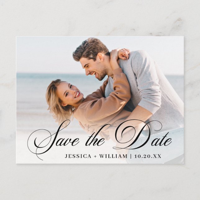 Simply Elegant Wedding Save the Date Photo Postcard (Front)