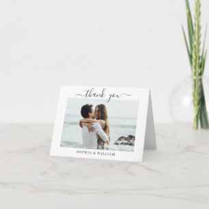 Simply Elegant Wedding Simple Modern 2 Photo Letterpress Thank You Card