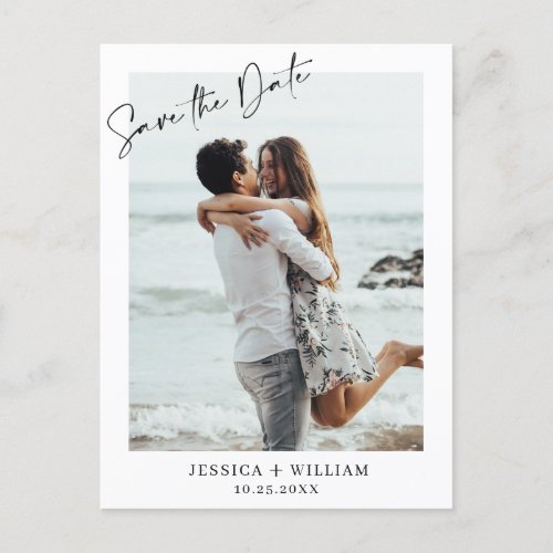 Simply Elegant Wedding Simple Save the Date Photo Announcement Postcard