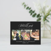 Simply Elegant Wedding Thank You Card - Black (Standing Front)