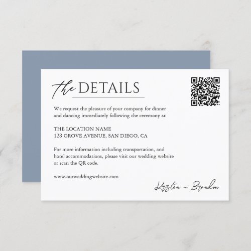 Simply Elegant Wedding Website QR Code Details Enclosure Card