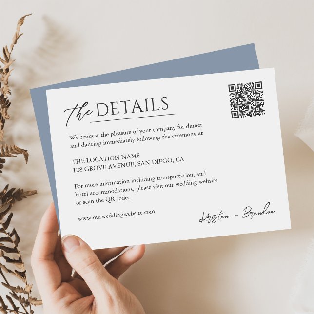 Simply Elegant Wedding Website QR Code Details Enclosure Card (Creator Uploaded)