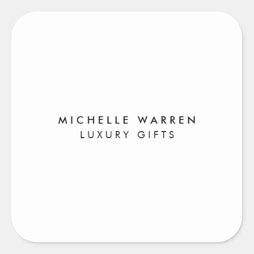 Simply Elegant White Boutique Salon Stylist Square Sticker