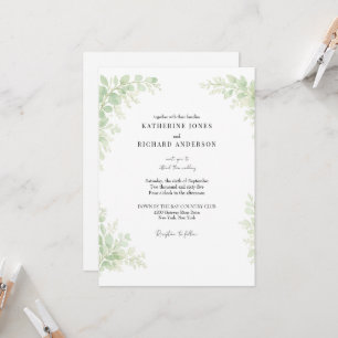 Simply Elegant White Foliage Wedding Invitation