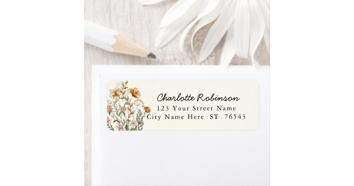Simply Elegant Wildflower Floral Return Address La Label | Zazzle