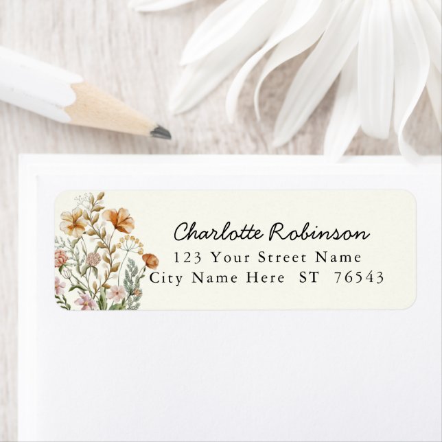 Simply Elegant Wildflower Floral Return Address La Label (Insitu)