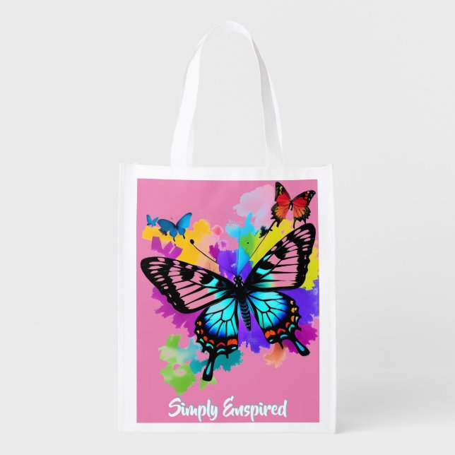 Simply Enspired Butterflies Grocery Bag (Front)