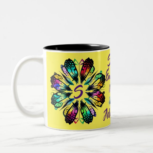 Simply Enspired Butterfly Customizable Two-Tone Coffee Mug (Left)