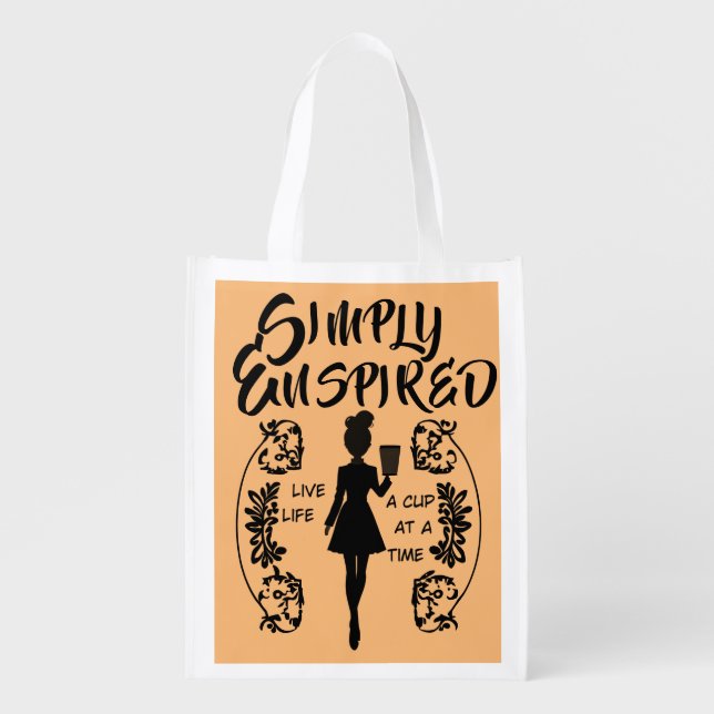 Simply Enspired "Live, Life A Cup at a Time” Grocery Bag (Front)