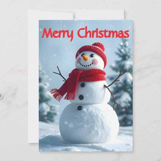 Simply Enspired Lovable Snowman Merry Christmas Holiday Card (Front)